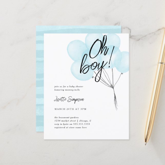 Lámina Balones de acuarela azul presupuesto Oh Boy Baby S (Anverso/Reverso In Situ)