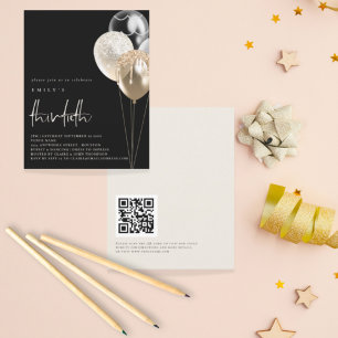 Lámina Balones de presupuesto Código QR de oro Invitación