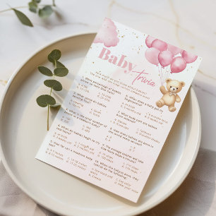 Lámina Balones rosados de oso de peluche juego trivia de