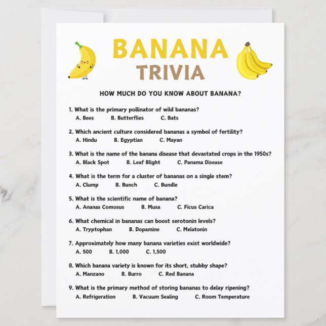 Lámina Banana Trivia Game (Anverso)