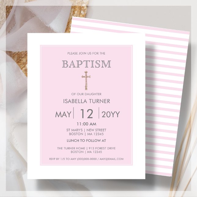 Lámina Banda rosa | Invitación presupuestaria al bautismo (Subido por el creador)