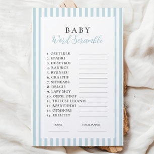 Lámina Bandas azules Baby Shower Word Scramble