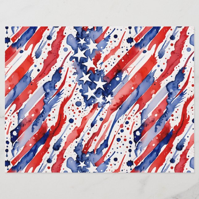 Lámina Bandera Patriótica Americana Resumen Pintura Splas (Anverso)