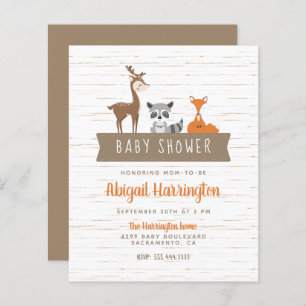 Lámina Banner de Baby Shower para animales de Woodland co