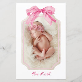 Lámina Banner de hito de cumpleaños de Bow rosa Fancy ONE