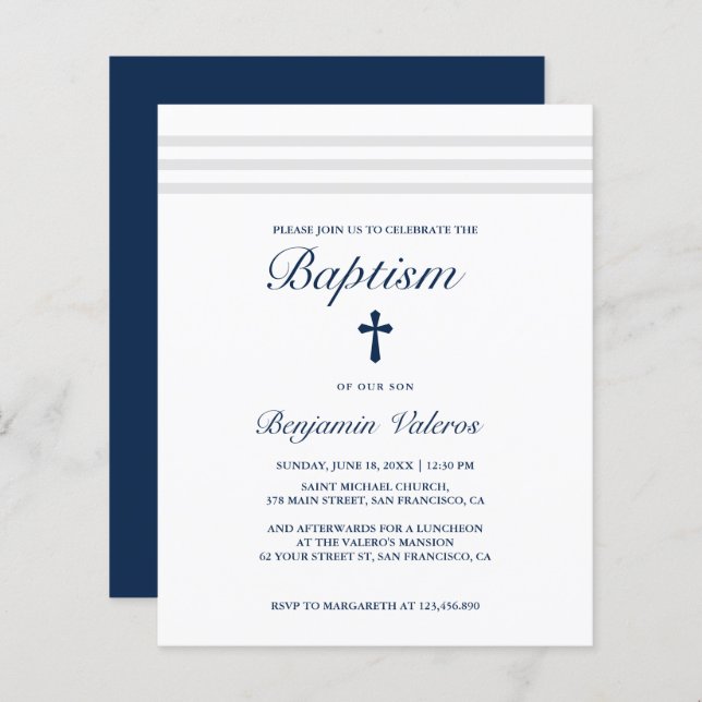 Lámina BAPTISM Elegante presupuesto de la Cruz de la Mari (Anverso / Reverso)
