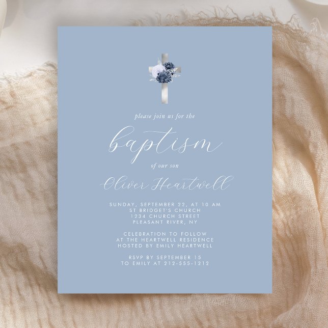 Lámina Baptismo de cruces florales de plata azul turquesa (Subido por el creador)