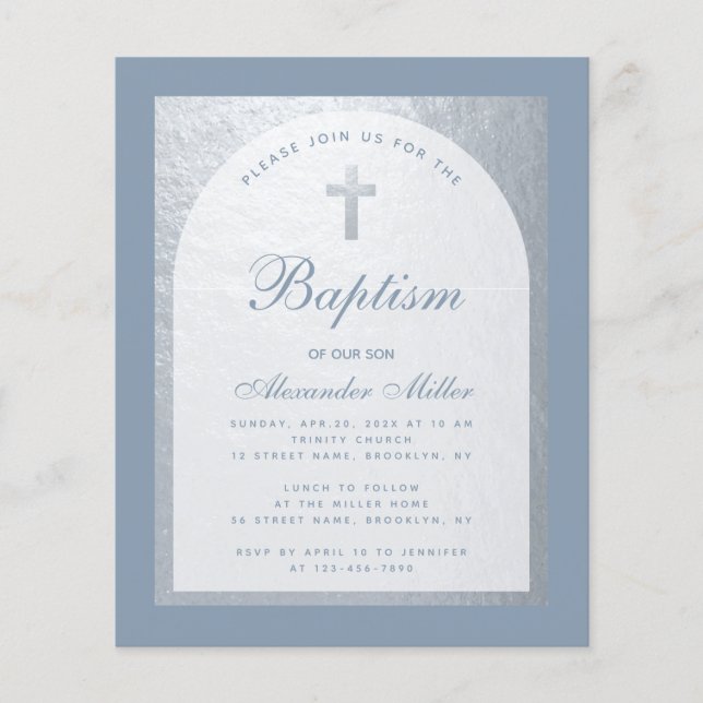 Lámina Baptismo de niño de presupuesto Invitación de plat (Anverso)