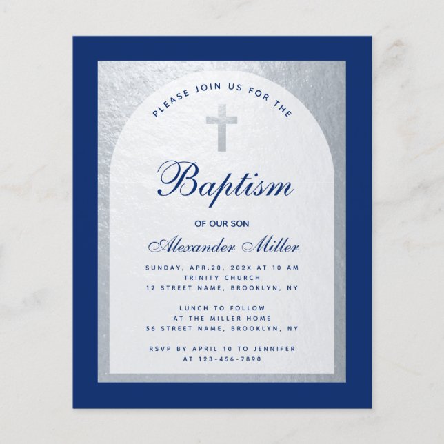 Lámina Baptismo de niño de presupuesto Invitación real de (Anverso)