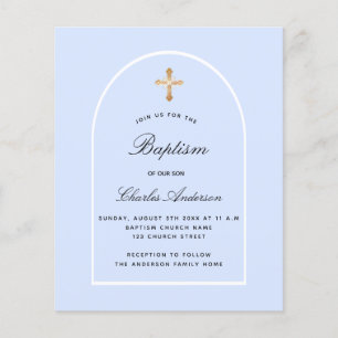 Lámina Baptismo invitación a arco de bebé azul