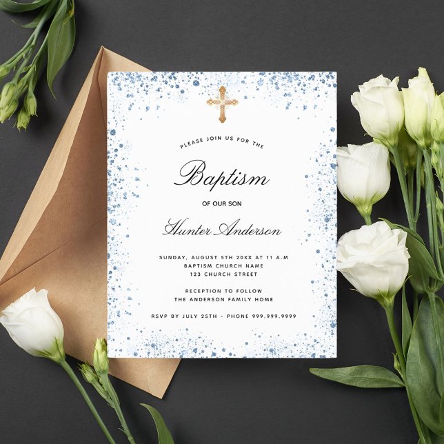 Lámina Baptismo niño azul invitación blanca azul (Subido por el creador)
