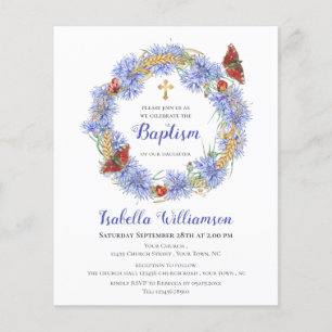 Lámina Baptismo presupuestal Invitación a Flor y Mariposa