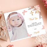 Lámina Baptismo presupuestal pampas arca foto blasfemia g<br><div class="desc">Una carta de agradecimiento moderna y elegante. Un fondo blanco adornado con flores de colores vivos,  pampas y mariposas. Personaliza y agrega tu foto del niño dentro del marco de arco,  nota de agradecimiento y nombre.</div>