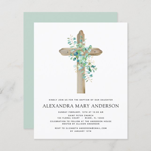 Lámina Baptismo presupuestal Verdor Sage Eucalyptus (Anverso / Reverso)