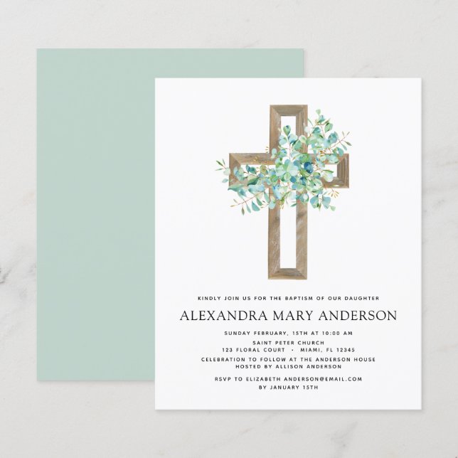 Lámina Baptismo presupuestal Verdor Sage Eucalyptus (Anverso / Reverso)