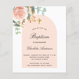 Lámina Baptismo presupuestario eucalipto rosa oro arco fl