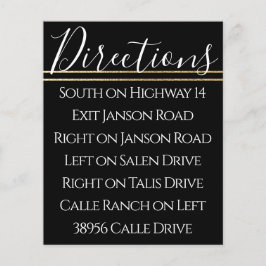 Lámina Bar Bat Mitzvah Elegant Gold Black Direction Card