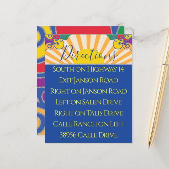 Lámina Bar Bat Mitzvah Gabinete/Tarjeta de dirección Swir (Anverso/Reverso In Situ)