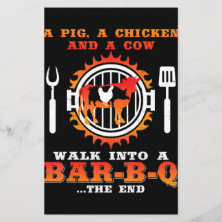 Lámina Barbacoa | Un Cerdo Y Un Pollo Entrando En Una Par