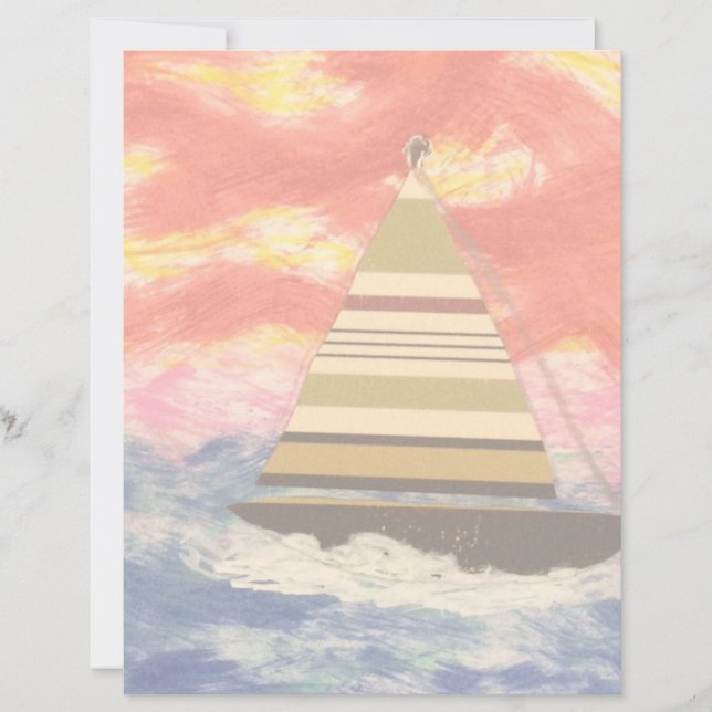 Lámina Barco De Navegación Con Papel De Carrera De Vela D (Anverso)