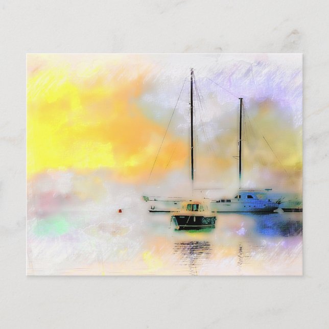 Lámina barcos al atardecer fondo de craft de papel (Anverso)