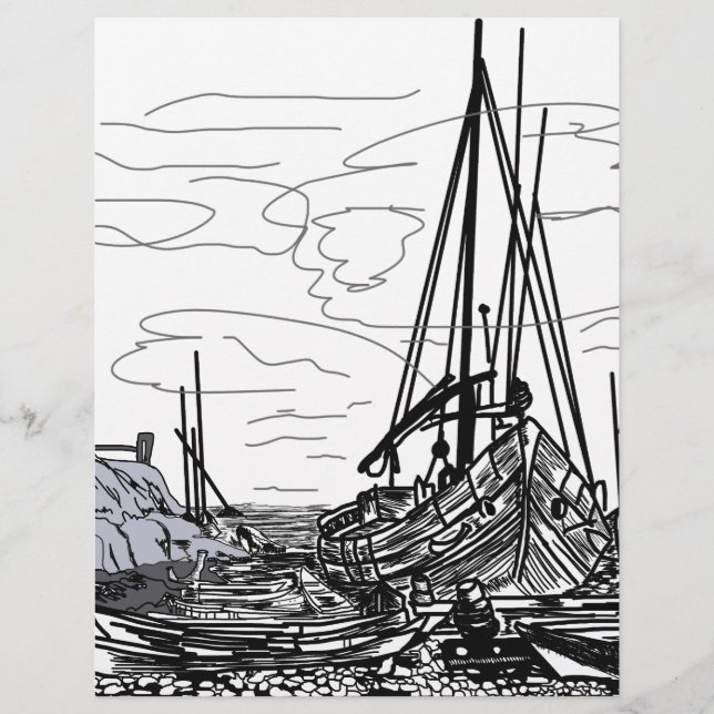 Lámina barcos en el mar (Anverso)