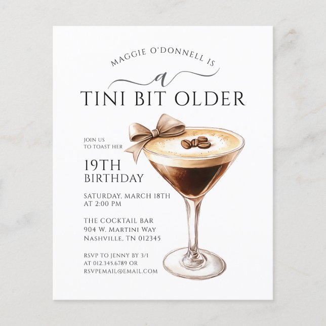 Lámina BARGAIN A Tini bit Older Martini 19 cumpleaños (Anverso)