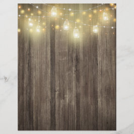Lámina Barn Wood & Mason Jar Lights Scrapbook Paper