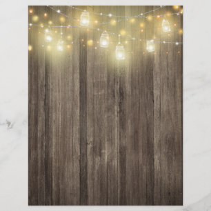 Lámina Barn Wood & Mason Jar Lights Scrapbook Paper