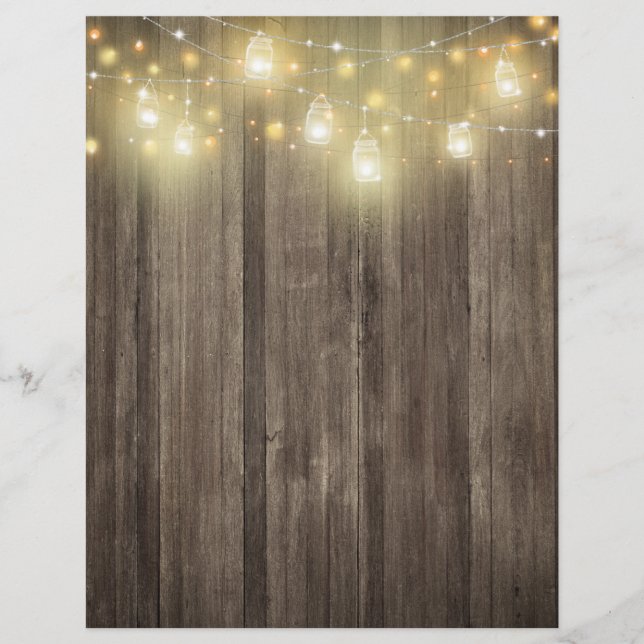 Lámina Barn Wood & Mason Jar Lights Scrapbook Paper (Anverso)