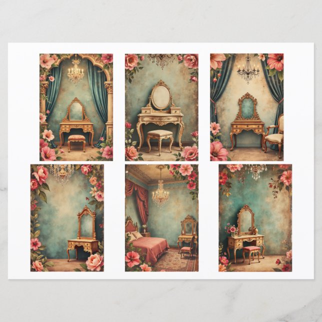 Lámina Baroque ephemera cards Scrapbook paper cutouts (Anverso)