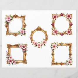 Lámina Baroque Floral Frame Scrapbook Paper Cutouts