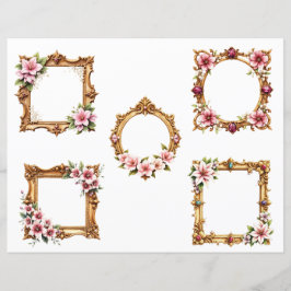 Lámina Baroque Floral Frame Scrapbook Paper Cutouts