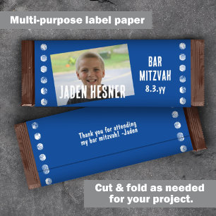 Lámina Barra Azul Mitzvah Presupuesto Candy Bar Wrapper