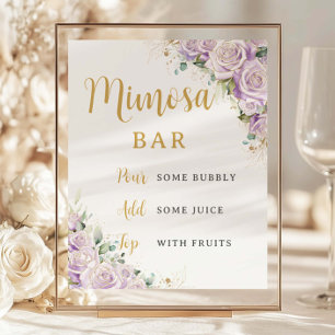 Lámina Barra Mimosa de flores florales Rosa púrpura Lilac