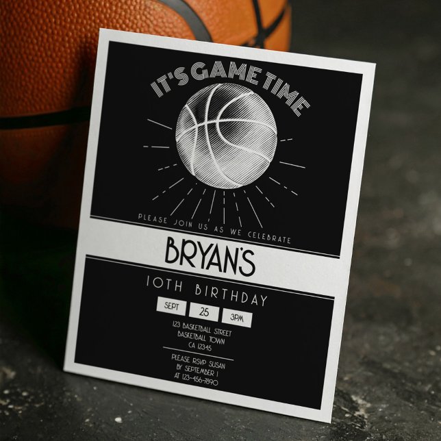 Lámina Básquetbol blanco retro simple cumpleaños (Subido por el creador)