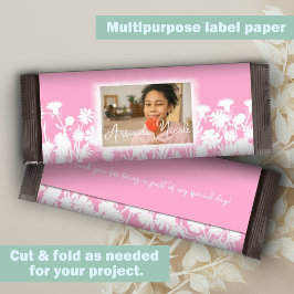 Lámina Bat de Flora Blanca Rosa Mitzvah Candy Bar Wraper