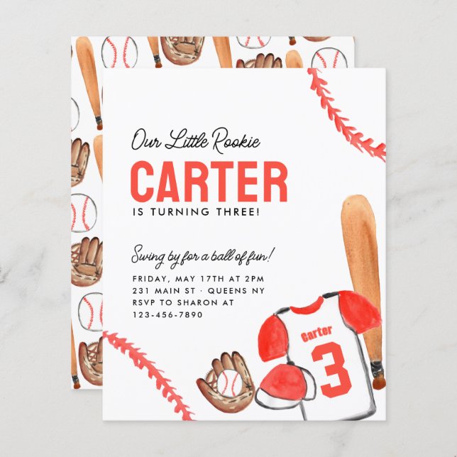 Lámina Bat Glove Sports Shirt Baseball Cumpleaños (Anverso / Reverso)