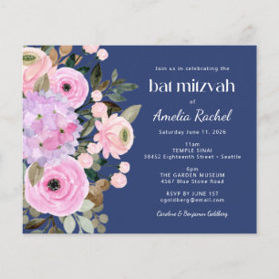 Lámina Bat Mitzvah Blue Floral Water Bat