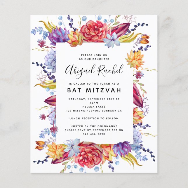 Lámina Bat Mitzvah Invitación exitosa (Anverso)