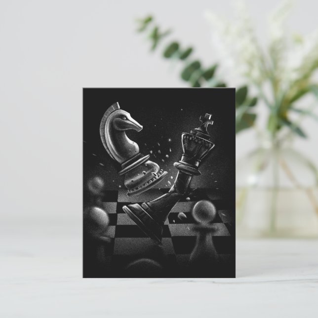 Lámina Batalla dramática de ajedrez - Caballero vs. cabal (Anverso de pie)