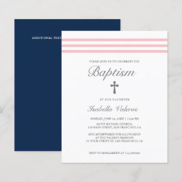 Lámina BAUTISMO Elegante raya pastel rosa azul marino Cru