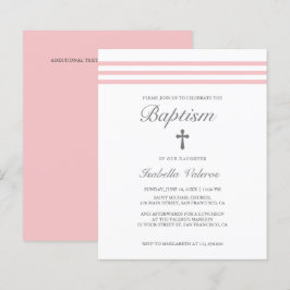 Lámina BAUTISMO Elegante raya pastel Rosa Cruz Presupuest