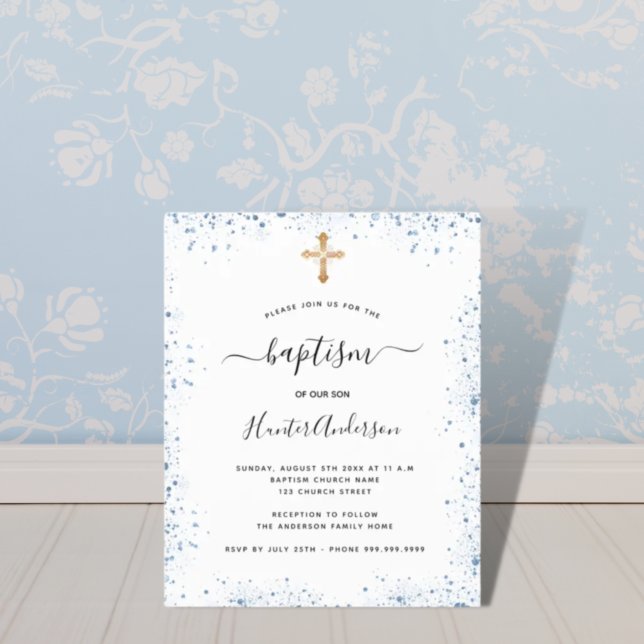 Lámina Bautismo presupuestal niño azul invitación blanca  (Subido por el creador)