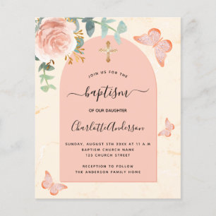 Lámina Bautismo presupuestario eucalipto mariposas floral