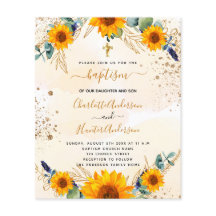 Bautismo presupuestario girasoles gemelos de oro e