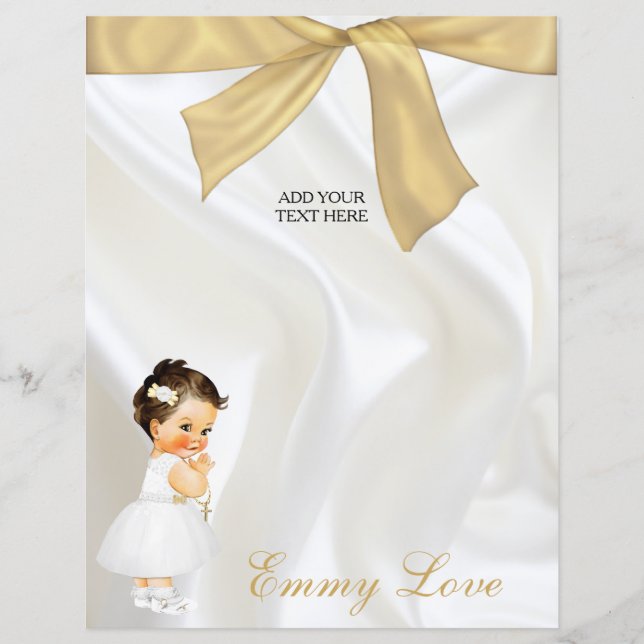 Lámina Bautizo de niña en oro blanco (Anverso)