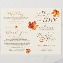 Lámina Be Leaf In Love Rust Fall Wedding Ceremony Program