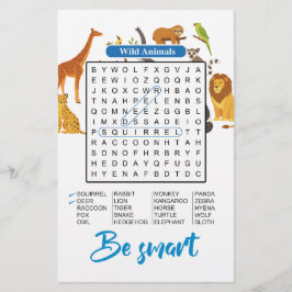 Lámina Be Smart – Wild Animals Word Search