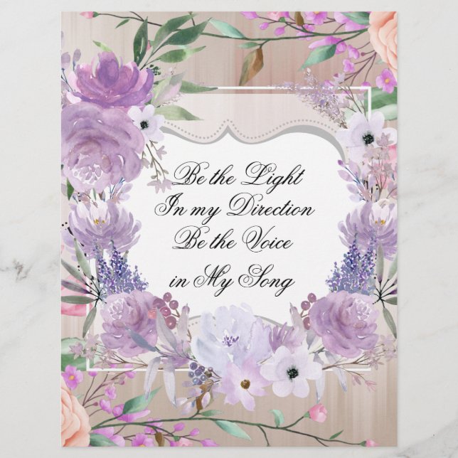 Lámina Be the Light Watercoler Floral Stationary Wallart (Anverso)